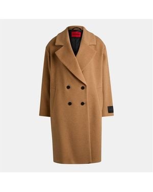 HUGO Tailored Overcoat - Brown