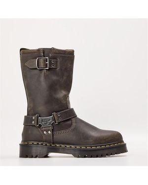 Dr. Martens Anistone Tall Leather Biker Boots - Black