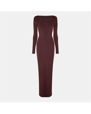 Naked Wardrobe Square Neck Sculpt Maxi Dress - Brown