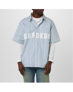 GBADEBO Pleated Striped Shirt - Blue