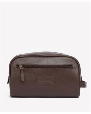 Barbour Leather Washbag - Brown