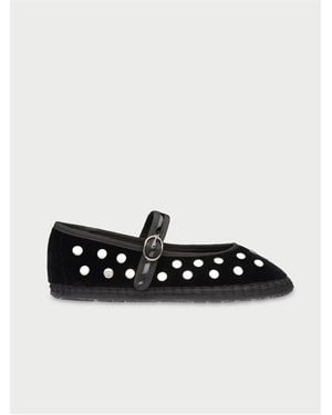 Flabelus Mae Velvet Ballerina - Black