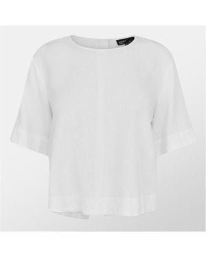 Nobody's Child Linen-Blend Short Sleeve Top - Red
