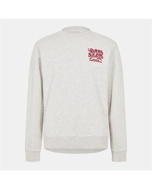 Replay Relaxed Fit Crew Sweatshirt - Grey