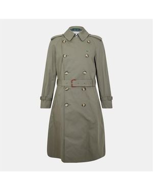 Lacoste Water-Resistant Double-Breasted Belted Trench Coat - Grey