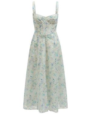 Bardot Adaline Embroidered Floral Cotton Maxi Dress - Green