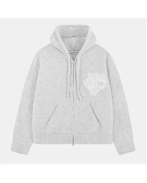 The Couture Club Fluffy Knit Zip Hoodie - White