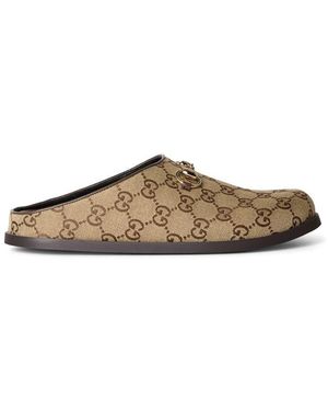 Gucci Horsebit Padded Flat Mules - Brown