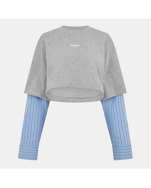 WRSTBHVR Worst B Teela Long Sleeve Cropped Crop Top - Blue