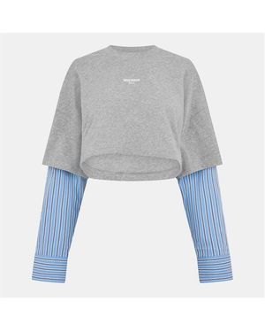 WRSTBHVR Worst B Teela Long Sleeve Cropped Crop Top - Blue