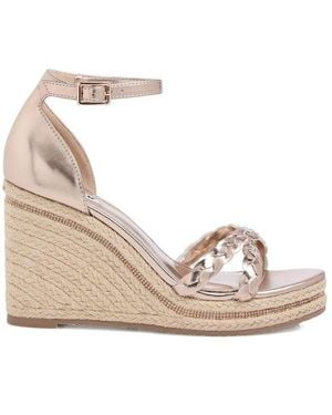 Dune Khai Plait Detail Embellished Wedge Sandals - Natural