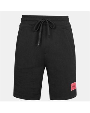 HUGO Jogger Fleece Shorts With Logo Detail - Black