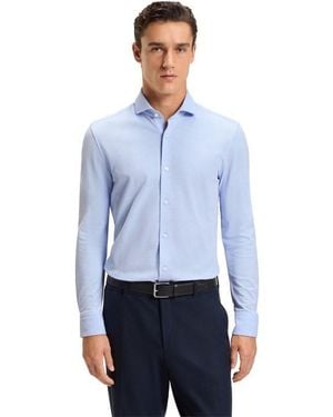 BOSS P Hank Spread Long Sleeve Oxford Shirt - Blue