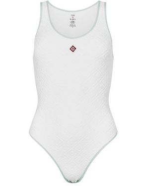 CASABLANCA Jacquard Monogram Swimsuit - White