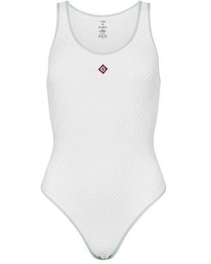 CASABLANCA Jacquard Monogram Swimsuit - White