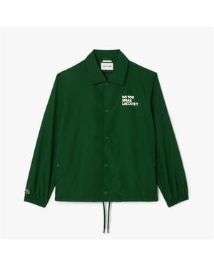Lacoste Lightweight Showerproof Ripstop Coach Jacket - Green