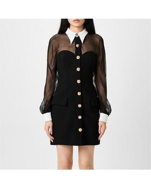 Versace Contrast-collar Bustier Mini Dress - Black