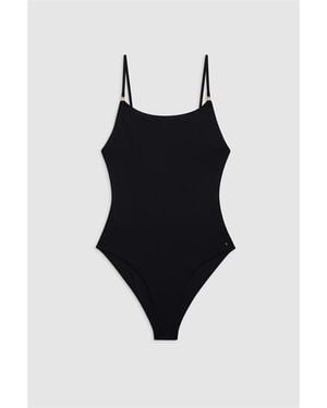 Anine Bing Vesta Structured One-Piece Scoop Neck Swimsuit - Black