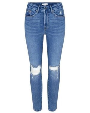 GOOD AMERICAN Cropped Ripped Jeans - Blue