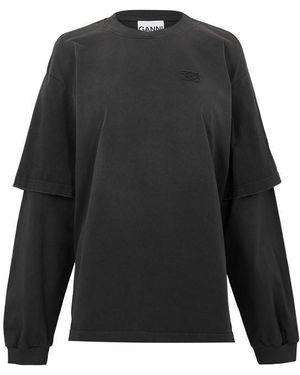Ganni Long Sleeve T-Shirt - Grey
