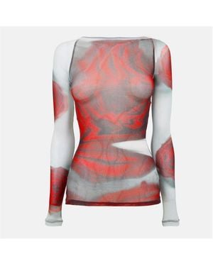 Jean Paul Gaultier Long Sleeve Crop Top - Pink