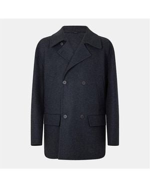 Fendi Double-Breasted Tailored Fit Pea Coat - Blue