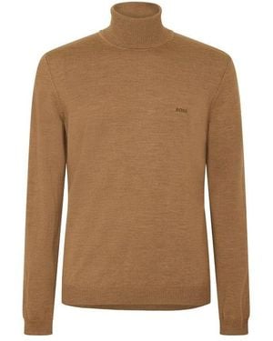 BOSS Baldebert E Turtle Neck Jumper - Brown