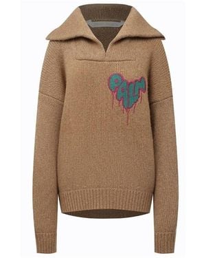 Palm Angels Heart Tnck Knitted Hoodie - Brown