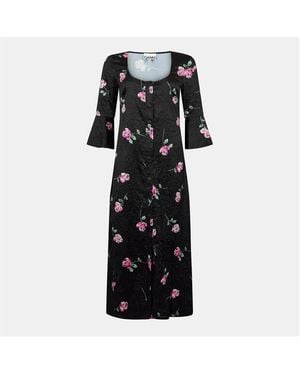 Ganni Satin Ucut Smock Dress - Black
