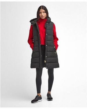 Barbour Greyson Fibre Down Sleeveless Snorkel Hood Gilet - Red