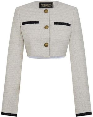 Vetements Tweed Cropped Coach Jacket - Grey