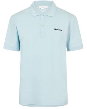 McQueen Alex Logo Embroidered Polo Shirt - Blue