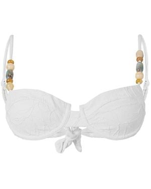 Devon Windsor Poppy Beaded Bikini Top - White