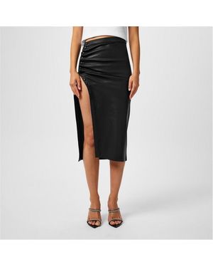 Rabanne Midi Leather Skirt - Black