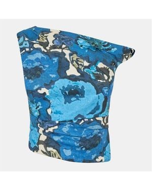 SIR. Camellia Twist Short Sleeve Crop Top - Blue