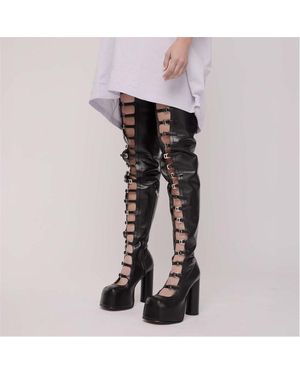 Ambush Buckle Plateau High Boots - Black