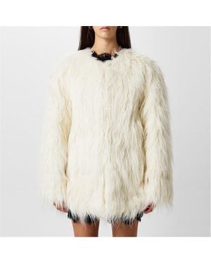 Saint Laurent Faux Fur Short Coat - White