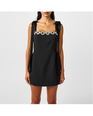 David Koma Crystal Chain Structured Mini Dress - Black