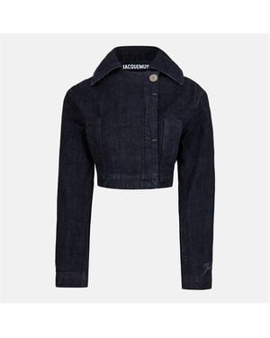 Jacquemus Marino Cotton Cropped Long Sleeve Denim Jacket - Blue