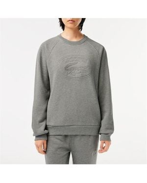 Lacoste Relaxed Fit Embroidered Signature Sweatshirt - Grey