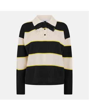 McQueen Alex Stripe Long Sleeve Polo Shirt - Black