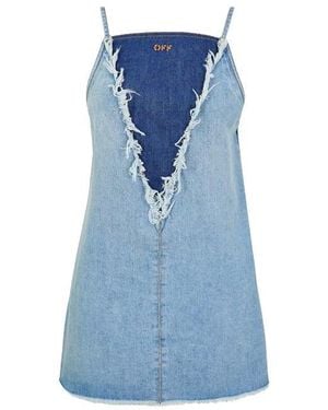 Off-White c/o Virgil Abloh Sleeveless Denim A Line Dress - Blue