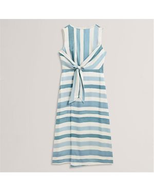 Ted Baker Stripe Tie Front Sleeveless Midi Dress - Blue