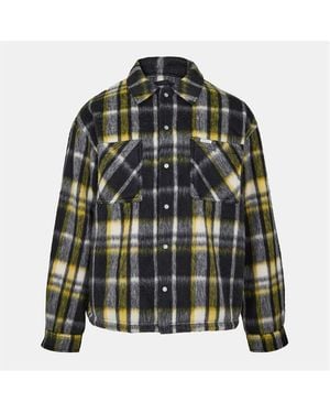 Represent Check Button-Through Structured Overshirt - Black