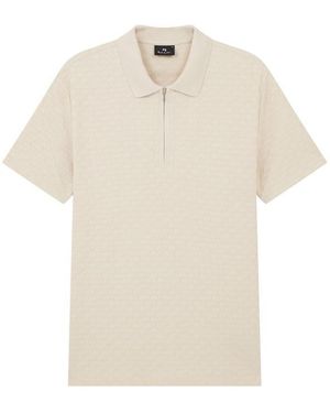 Paul Smith Zipped Waffle Short Sleeve Polo Shirt - Natural