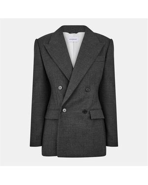 Givenchy Double Breasted Wool Long Sleeve Blazer - Black