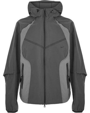 Nike Tech Dri-Fit Woven Full-Zip Color-Block Windrunner Jacket - Black