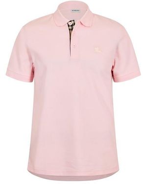Burberry Short Sleeve Polo Shirt - Pink