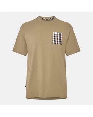 Aquascutum Checked T-Shirt - Natural