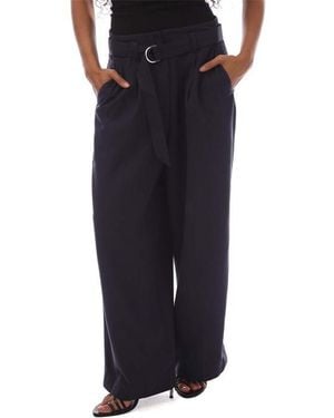 GANT Wide Cropped Belted Trousers - Black